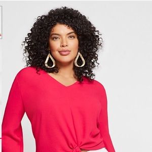 NWT💋 PLUS V-NECK TIE-FRONT BLOUSE